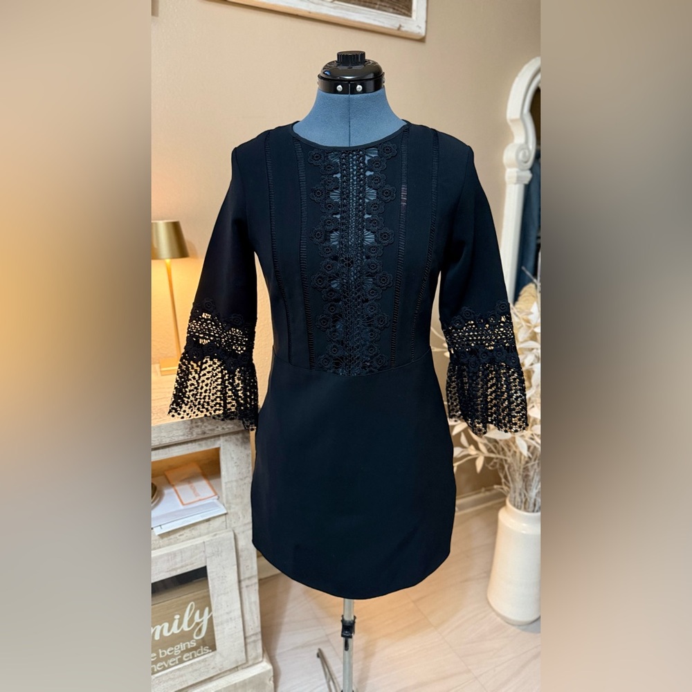 Self-Portrait Elegant Black Long Sleeve Dress